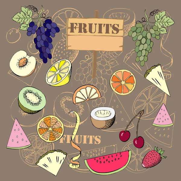 Achtergrond met fruit — Stockvector