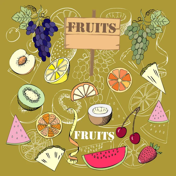 Achtergrond met fruit — Stockvector