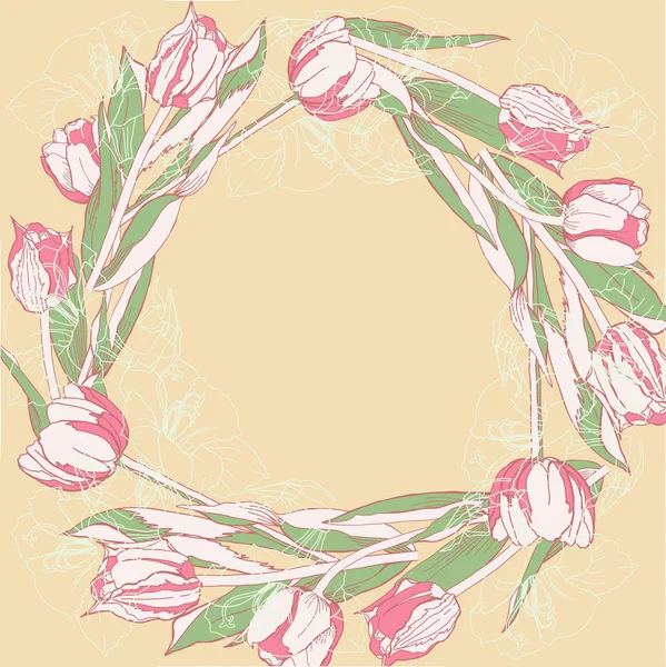 Fond avec des tulipes blanches roses — Image vectorielle