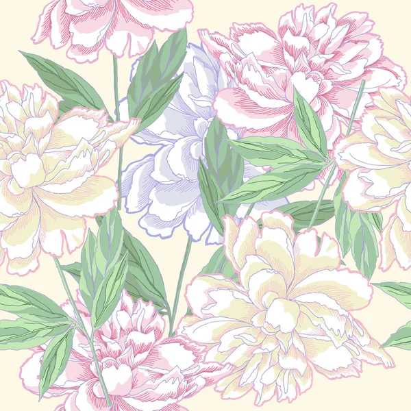 Motif sans couture rose avec pivoines — Image vectorielle