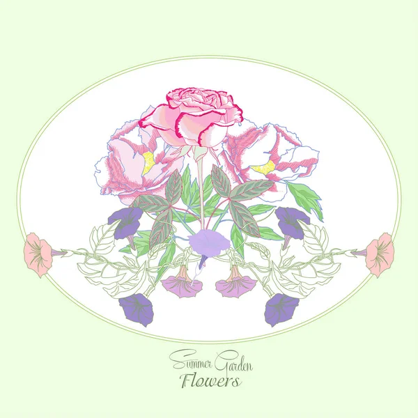 Hintergrund mit Bindweed Blumen-01 — Stockvektor