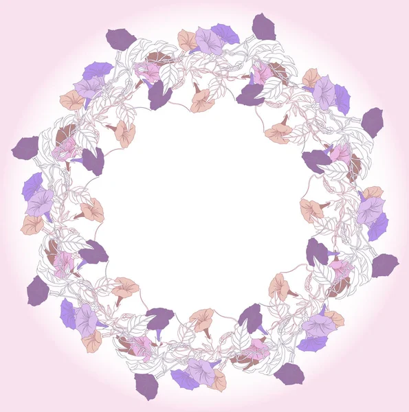 Wreath with blue violet bindweed — Stock Vector