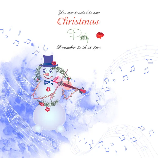 Invitation de Noël avec bonhomme de neige — Image vectorielle