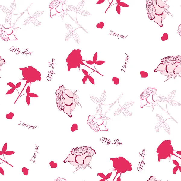 Seamless mönster med rosa ros-04 — Stock vektor