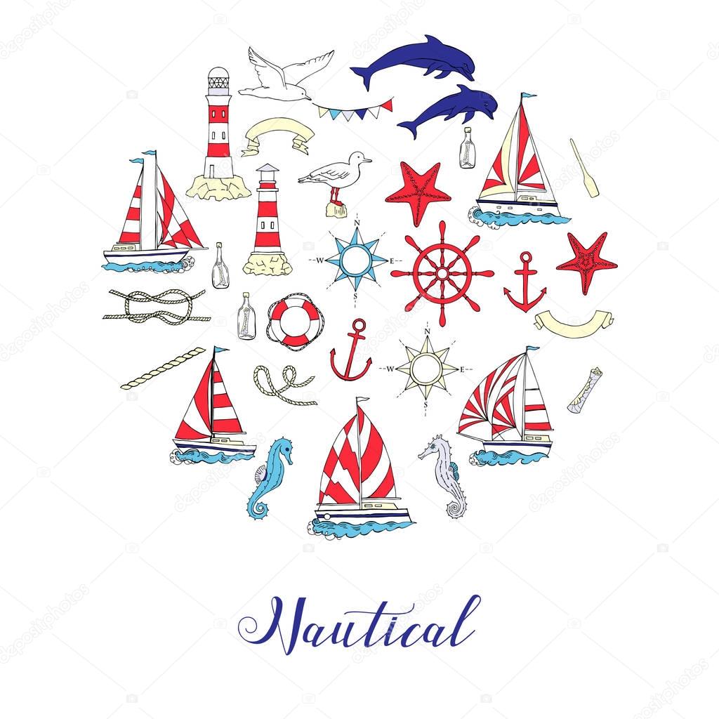 Nautical background with ships