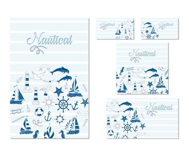 Deniz öğelerle şablon kurumsal kimlik