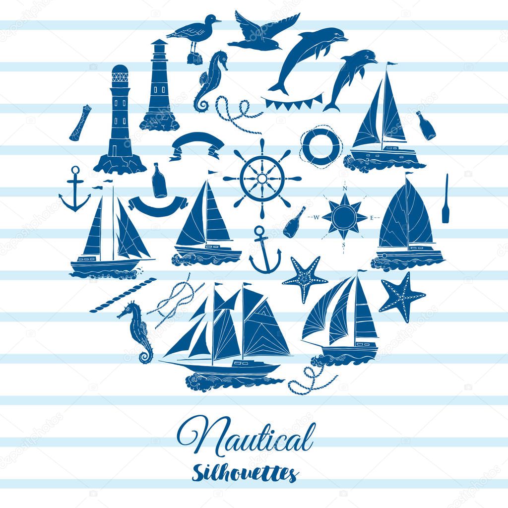 Nautical background with ships