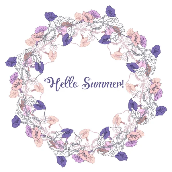 紫色和粉红色旋夏天花圈 — 图库矢量图片