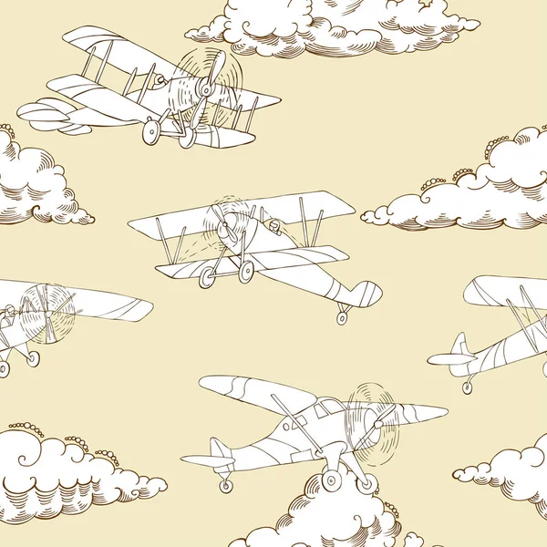 云与飞机无缝模式 — 图库矢量图片