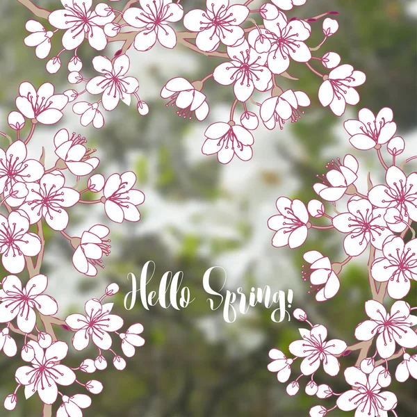 Άνοιξη φόντο με sakura — Διανυσματικό Αρχείο