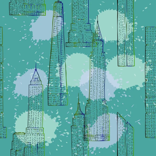 Seamless pattern with Skyscrapers — Stock Vector