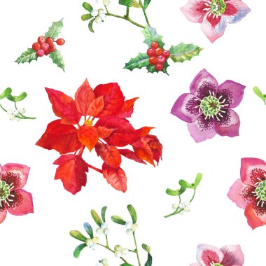 Noel çiçekler ile Seamless Modeli