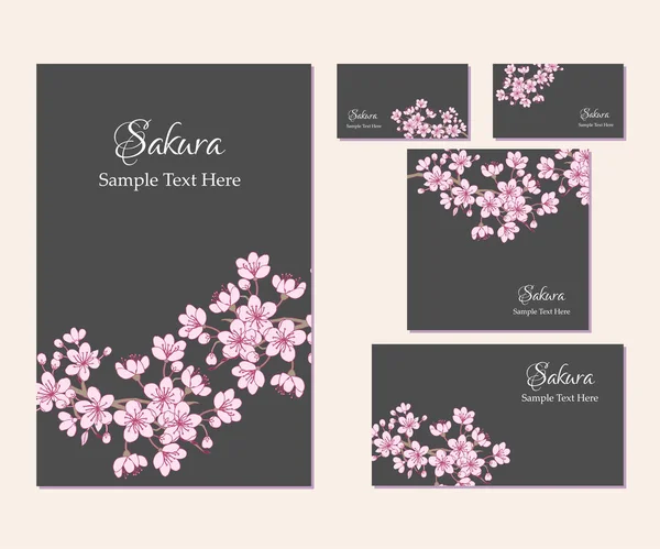 Σύνολο πρότυπο εταιρική ταυτότητα με sakura — Διανυσματικό Αρχείο