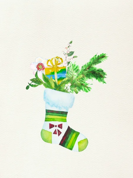 Рождественские носки и коробки — стоковое фото