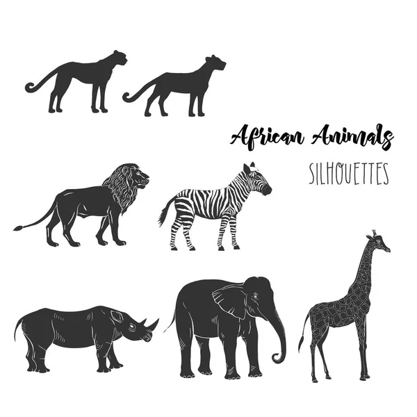 Afri Animali Silhouette — Vettoriale Stock