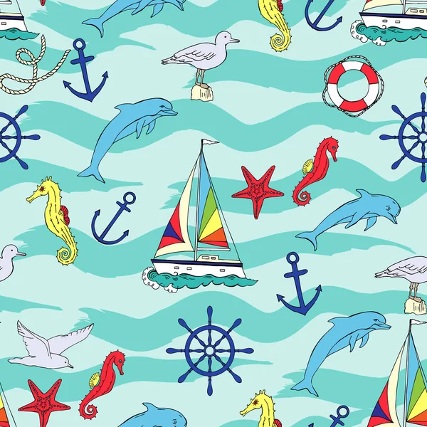 Nautical seamless pattern — Stock Vector