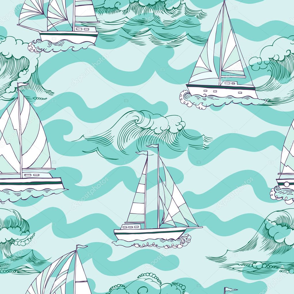 Nautical seamless pattern