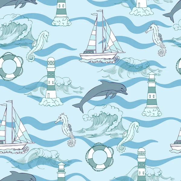 Nautical seamless pattern