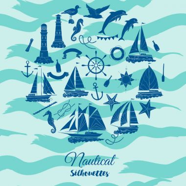 Deniz arka plan el çizilmiş öğeleri