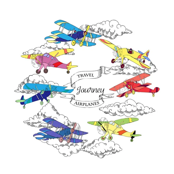 Tło z kolorowe samoloty — Wektor stockowy