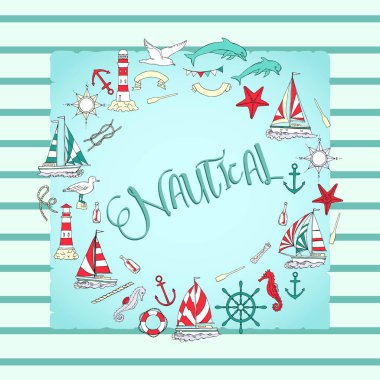 Gemi ve tekerleği olan deniz arka plan