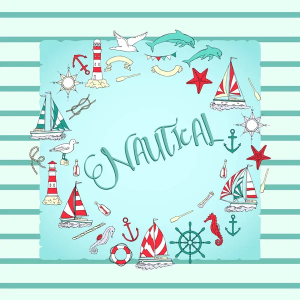 Gemi ve tekerleği olan deniz arka plan