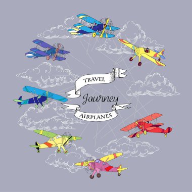 Arka plan ile renkli uçaklar