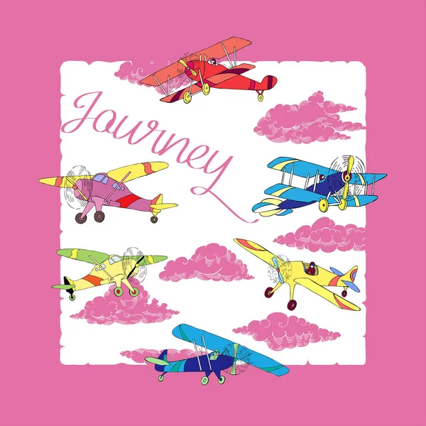 Arrière-plan avec des avions colorés — Image vectorielle