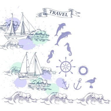 Gemi ve dalgalar arka plan