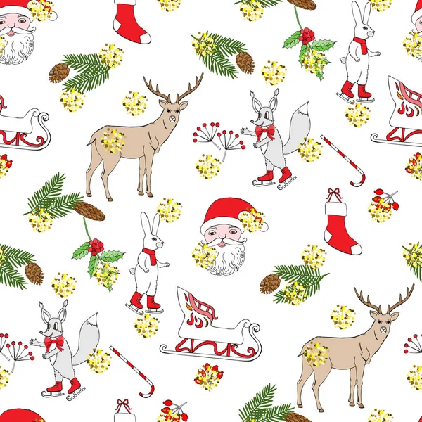 Patrón sin costuras con bosque de Navidad — Archivo Imágenes Vectoriales