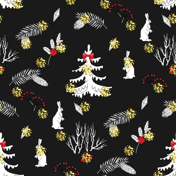 无缝模式与圣诞森林 — 图库矢量图片