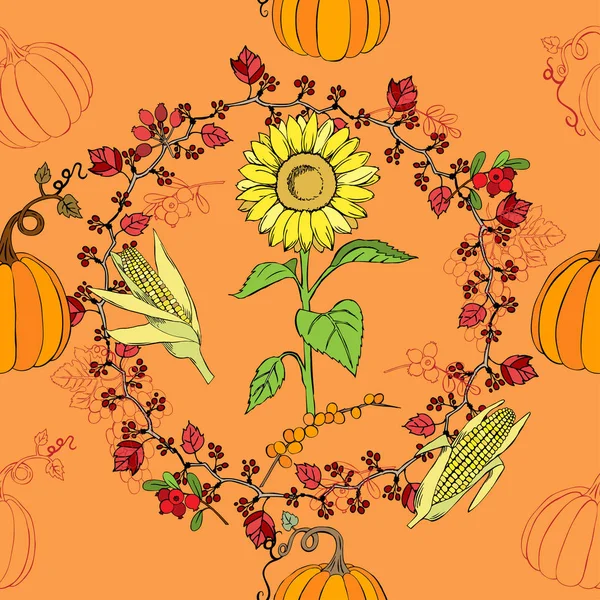 Modèle sans couture avec décoration Thanksgiving — Image vectorielle