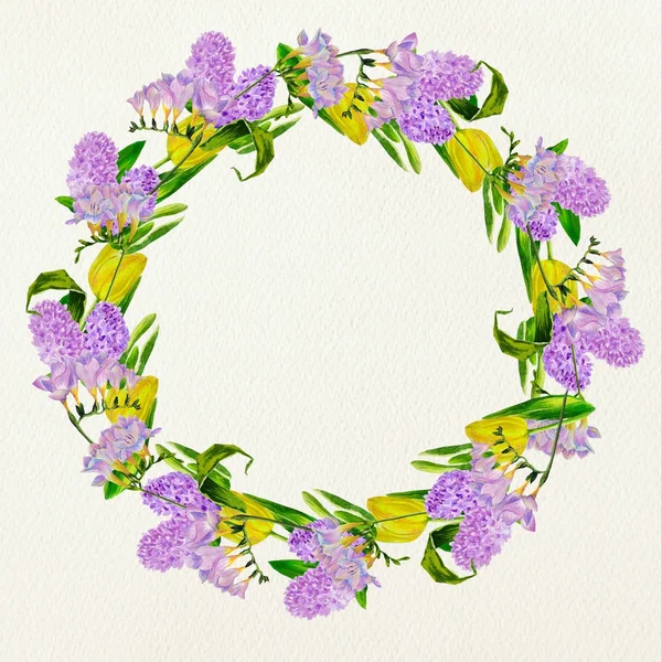Spring Wreath with Flowers — Stock Photo, Image