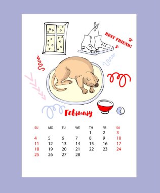 Komik köpek kroki takvim