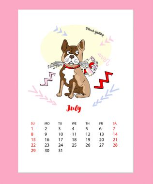 Komik Fransız buldozer kroki takvim