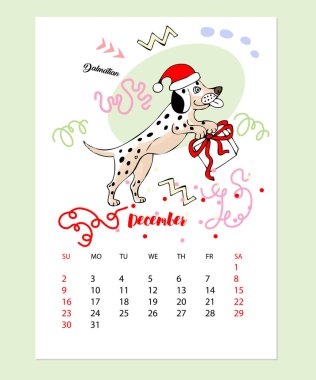 Komik Dalmaçya köpek kroki takvim