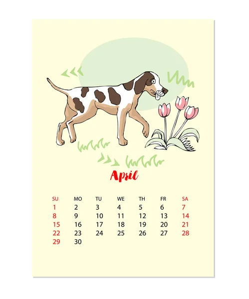 Lustiger Hundesketch-Kalender — Stockvektor