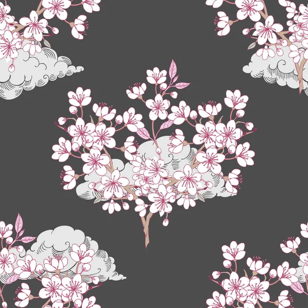 Nahtloses Muster mit Sakura — Stockvektor