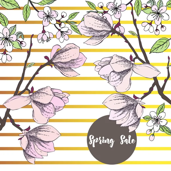 Άνοιξη Sakura και το Magnolia φόντο — Διανυσματικό Αρχείο