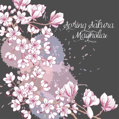 Sakura çiçeği ağaçları ile bahar arka plan