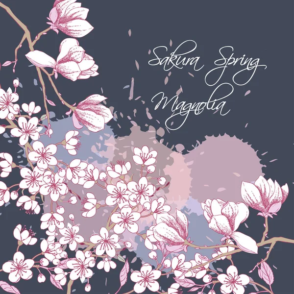 樱花花树的春天背景 — 图库矢量图片
