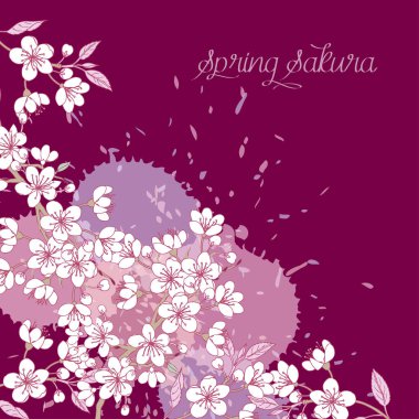 Sakura çiçeği ağaçları ile bahar arka plan