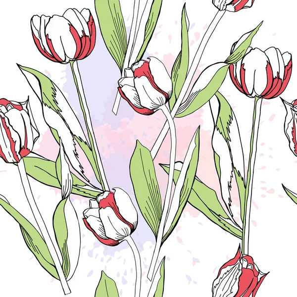 Modèle sans couture avec tulipes — Image vectorielle
