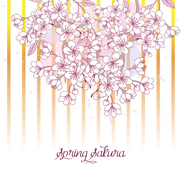 Fondo de primavera con árboles Sakura Blossom — Archivo Imágenes Vectoriales