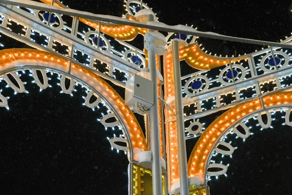 Noyabrsk Het Yamal Januari 2020 Straatverlichting Nachtverlichting Decoratie Van Stad — Stockfoto