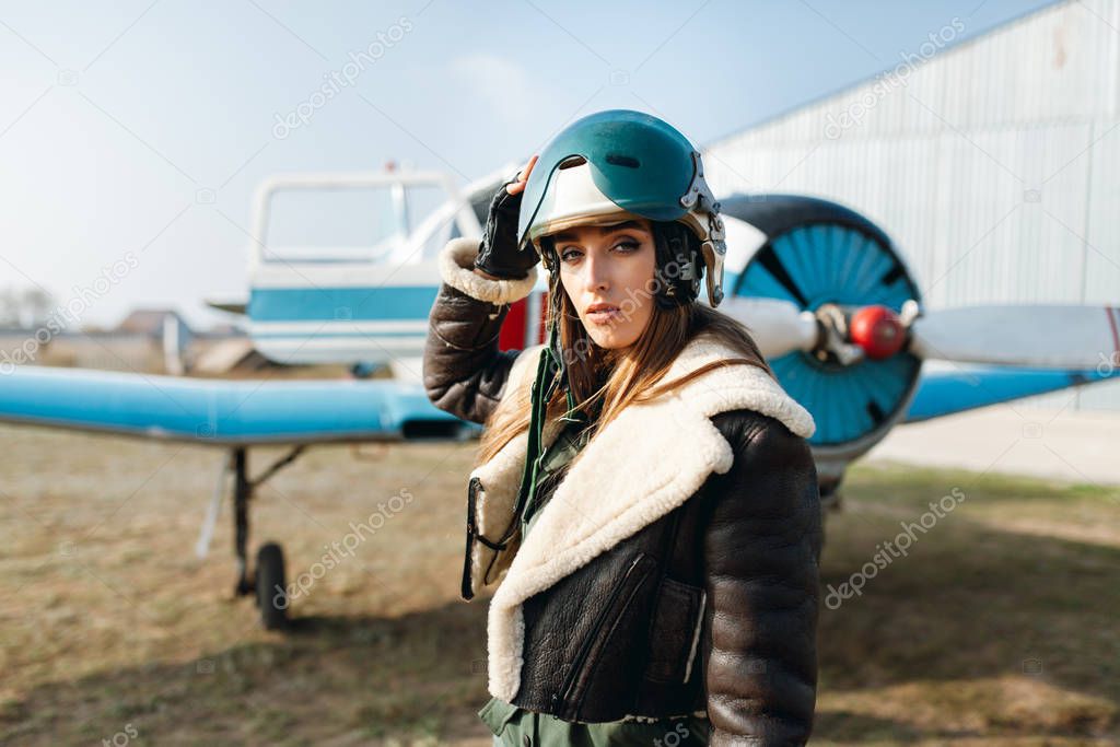 girl in the image of a pilot