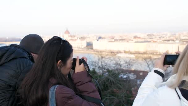 En grupp turister som tar bilder — Stockvideo