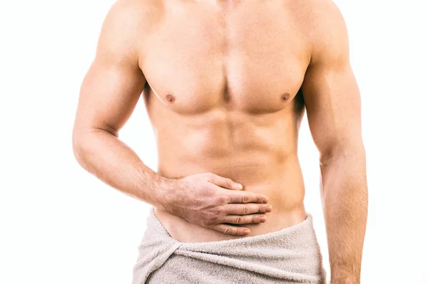 흰색 배경에 고립 된 근육 질의 젊은 남자. — 스톡 사진