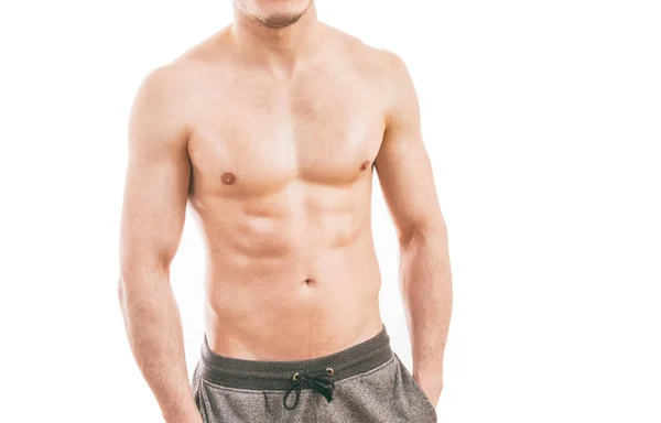 Beyaz arka plan üzerinde izole kas genç adam.