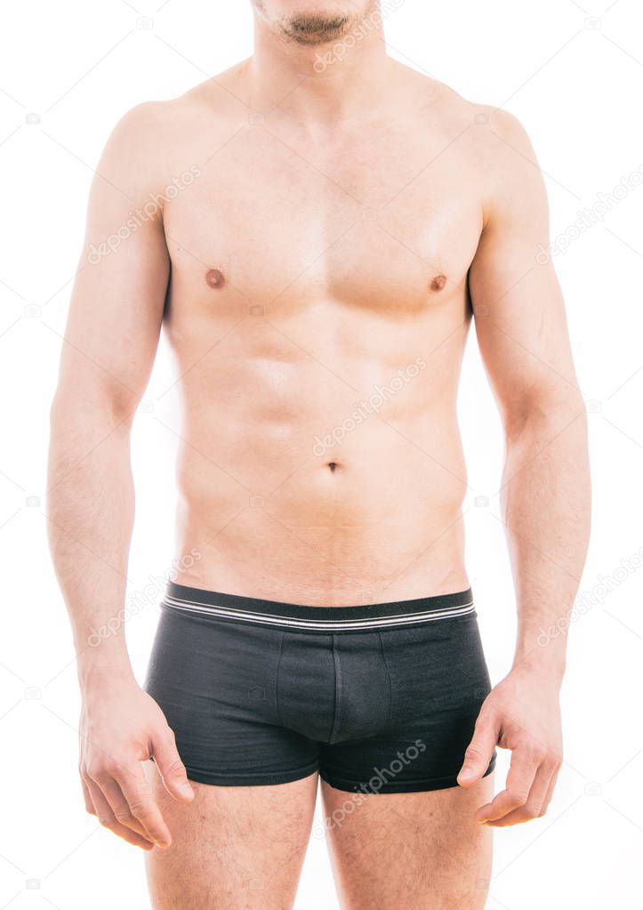 Muscular young man wearing boxer briefs